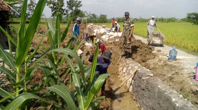 Babinsa Koramil Sukodadi Bantu Perbaikan Saluran Irigasi