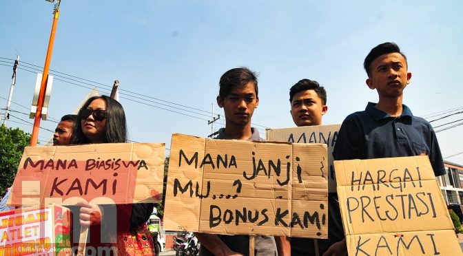 Atlet Koni Kota Mojokerto Turun ke Jalan Tuntut Anggaran Pembinaan