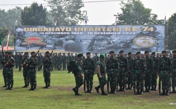 Upacara Simbol Yudha Wastu Pramuka Jaya Tutup Acara HUT Infanteri di Pendopo Agung Trowulan