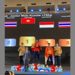 Karateka asal Sidoarjo, Variel Alexandro dengan menyabet medali perunggu di ajang Seakaf (kejuruan karate Asean) di Bangkok, Thailand.