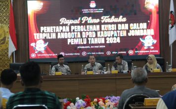 KPU Jombang saat menggelar rapat pleno terbuka, Kamis (2/5/2025). IM.com/Karimatul Maslahah/