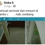 Tangkapan layar unggahan akun Facebook dugaan tindakan asusila pejabat Dinas Pemkab Jombang.