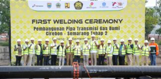 Menteri ESDM Bahlil Lahadalia meresmikan pipa transmisi gas Cirebon-Semarang tahap II pada Senin, (30/9/2024).