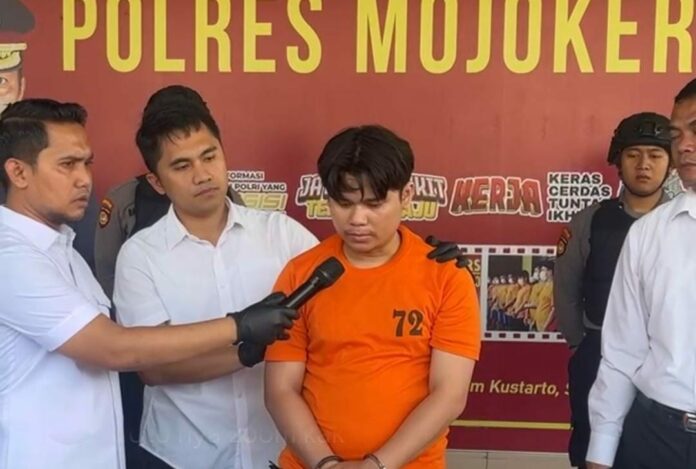 Alvi Maulana pelaku mutilasi saat memberikan keterangan./bongkah.id/Karimatul Maslahah/