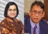 Kanan Sri Mulyani, kiri Purbaya Yudhi Sadewa.