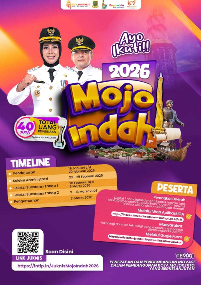Bapperida Kota Mojokerto menggelar Lomba Inovasi Mojo Indah 2026.