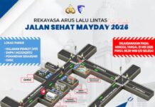 Rekayasa Lalu Lintas Jalan Sehat Mayday 2026 di Kota Mojokerto