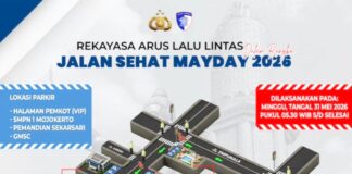 Rekayasa Lalu Lintas Jalan Sehat Mayday 2026 di Kota Mojokerto