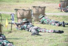 Sebanyak 254 prajurit Kodim 0815/Mojokerto menjalani latihan menembak senjata ringan