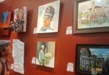Suasana pameran lukisan Surabaya City Scape di Galeri Merah Putih Balai Pemuda Surabaya.