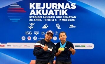 Sifa Kartika Putri peraih tiga medali emas Kejurnas Akuatik 2026 di GBK Jakarta