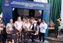 Gubernur Jawa Timur Khofifah Indar Parawansa meresmikan Instalasi Karantina Terpadu JATIM HUB di Puspa Agro Jemundo, Sidoarjo.
