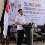 Ratusan calon kepala desa mengikuti deklarasi damai Pilkades serentak 2026 di Pendopo Delta Wibawa, Sidoarjo, bersama Bupati Subandi dan Forkopimda.