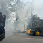 Polres Mojokerto Terjunkan AWC Padamkan Kebakaran Bengkel Tambal Ban di Mojosari